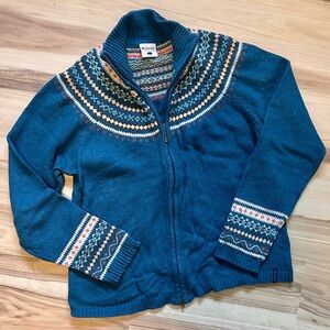 Columbia Fair Isle Knit Full Zip Sweater Jacket NWOT